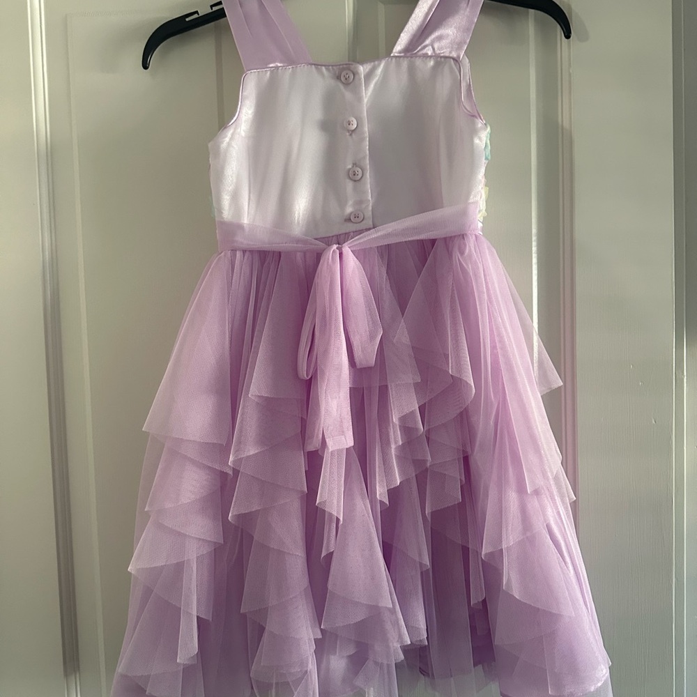 Lavender Ruffled Dress with Bow - Picture 3 of 4